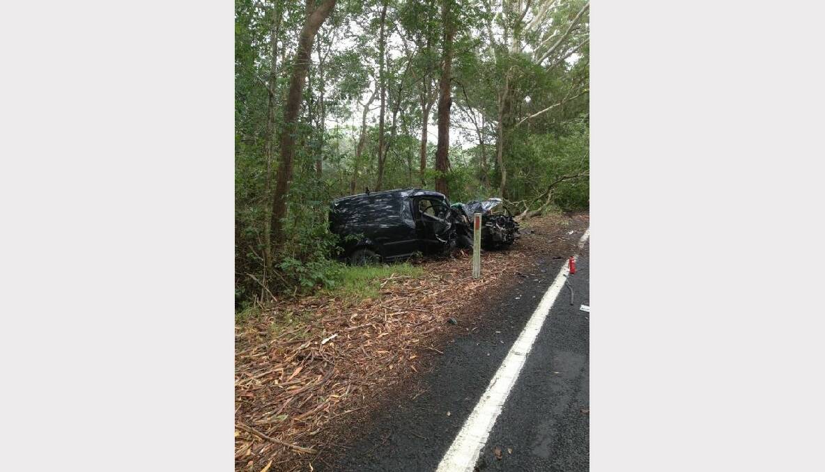 Just after 11am Wednesday a car left Gerroa Road and collided with a tree. 