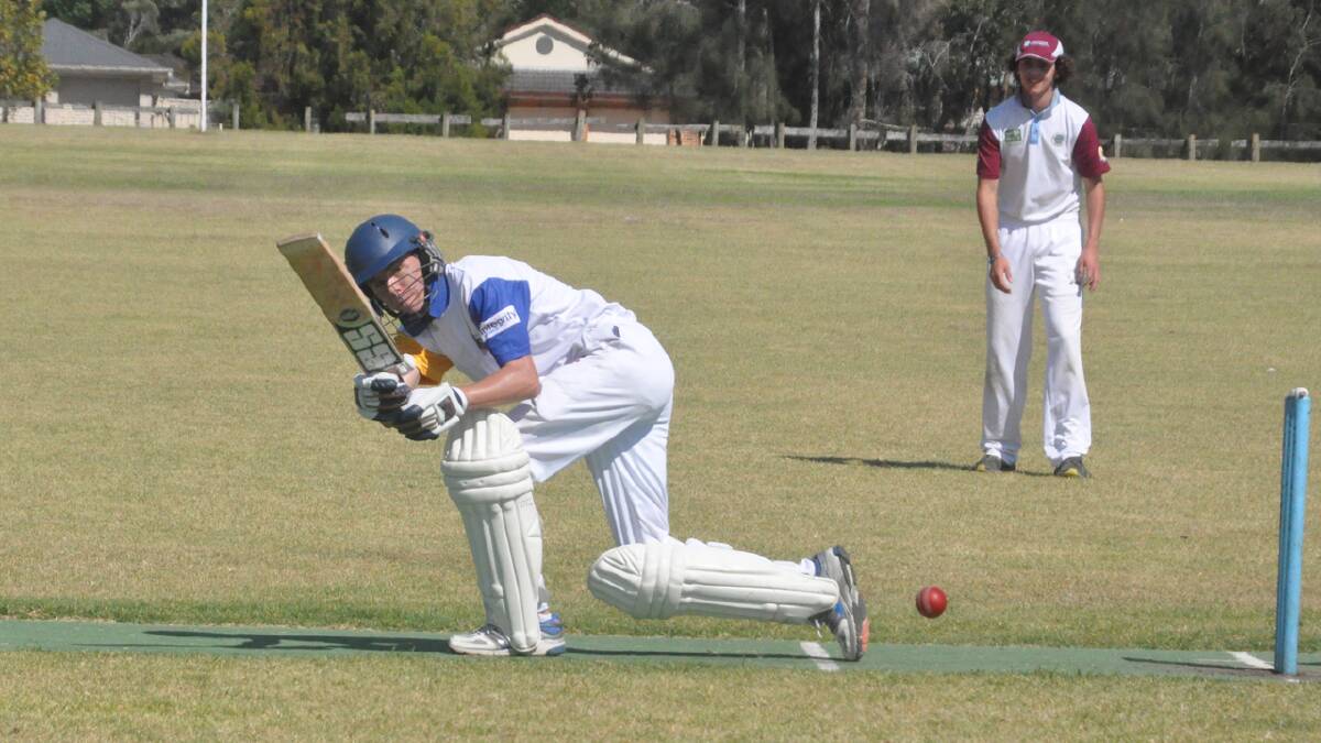 DANGER MAN: Star Bomaderry under 16s batsman Callum Mackay gets the scoreboard ticking over against North Nowra Cambewarra on Saturday at Artie Smith Oval. Photo: DAMIAN McGILL
