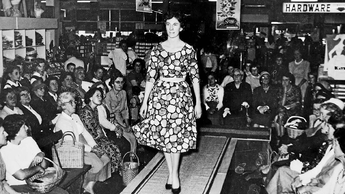 SOCIAL HUB: An early in-store fashion parade at Woodhills, which later became Grace Bros, and (below left) how the Register reported the closure of Grace Bros Nowra.