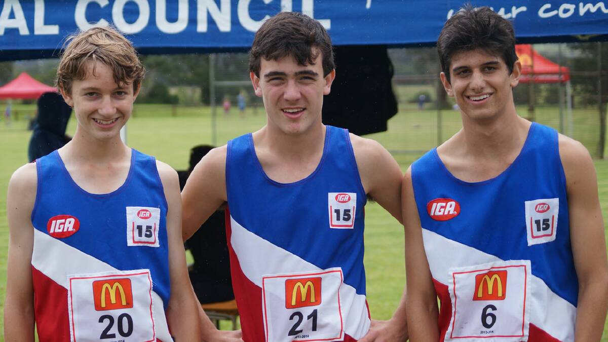 TRIPLE THREAT: Cameron Musgrove, Emerson Brian and Zac Havadjia won the under 15s Shoalhaven trifecta in the 200 and 400 metre races at the zone championships. 