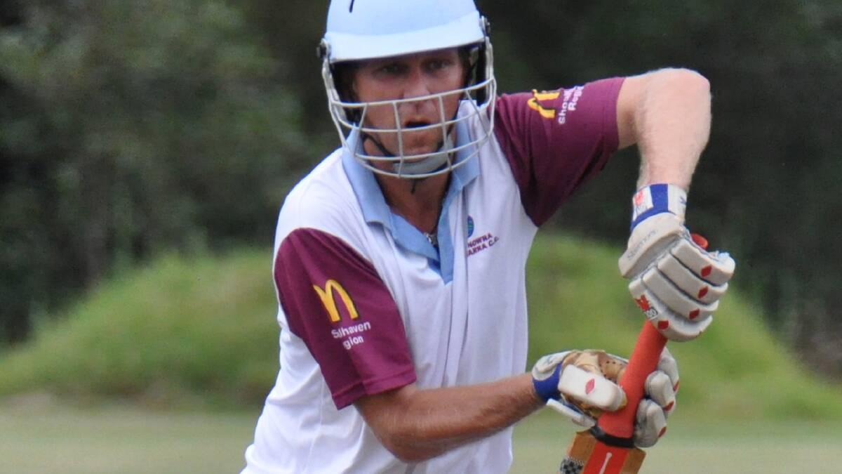 RESISTANCE: North Nowra-Cambewarra batsman Dave Goodwin played a handy innings of 27 to help his side hold on for a draw against Berry-Shoalhaven Heads.  Photo: PATRICK FAHY  